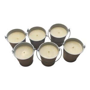 Set of Six Cream Bucket Candles